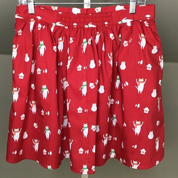 ModCloth Holiday Mini Skirt in Red Cats - Picture 3 of 8